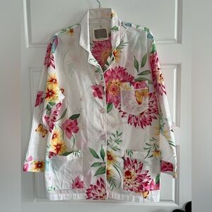 Victoria's Secret Floral Butterfly Cotton Button Up Pajama Size L Cottagecore